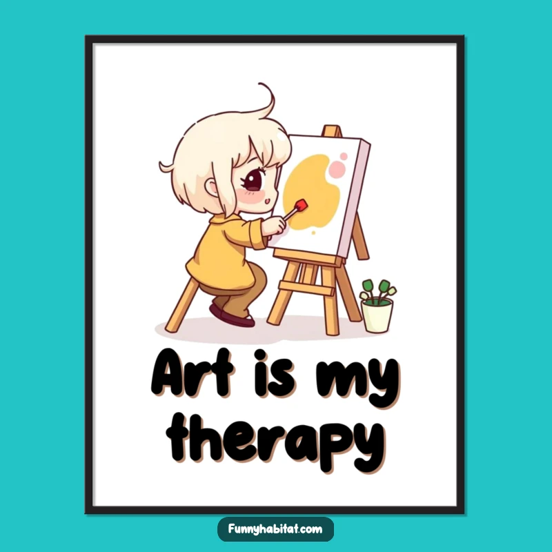 Funny Poster: Happy Painter Character Inspiring Creativity, Perfect Wall Art Gift