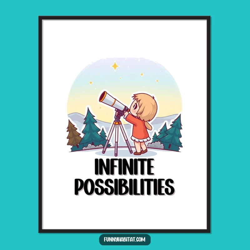Funny Astronomy Art Poster: Wonderous Telescope Explorer Decor