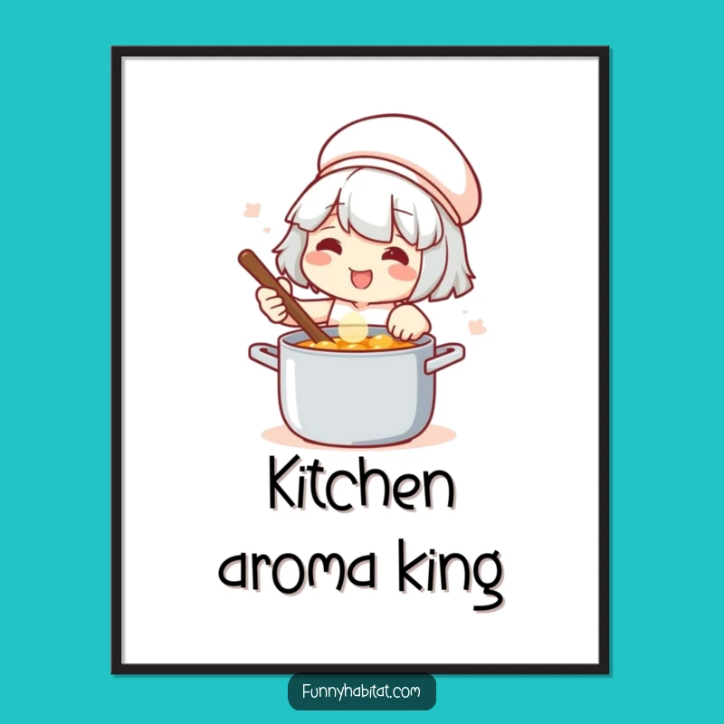 Funny Cooking Poster: Satisfied Chef Art, Unique Funny Gift for Kitchen Decor
