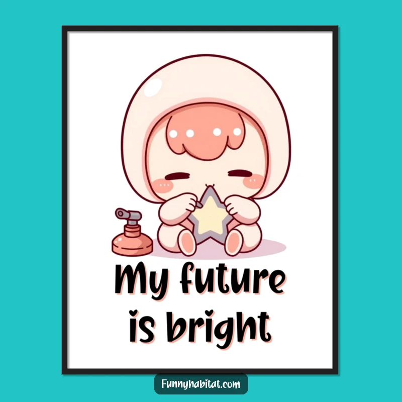 Funny Kawaii Polisher Poster: Diligent Character Art, Hilarious Decor Gift