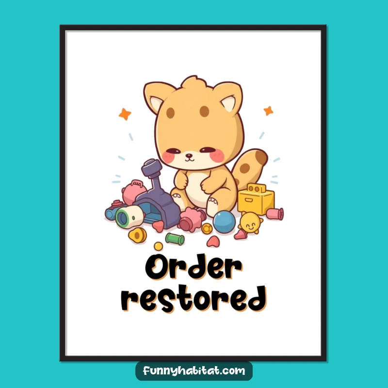 Funny Tidy Up Animal Poster: Motivational Funny Gift Wall Art