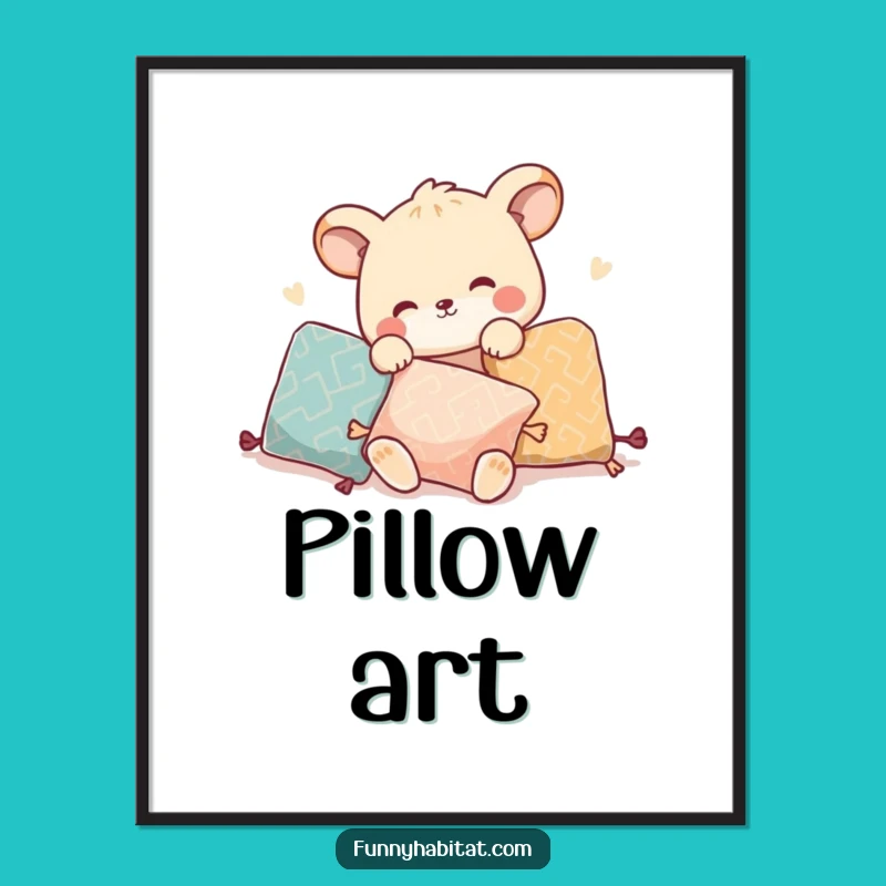 Funny Pillow Arranger Animal Poster: Chic Funny Gift Wall Art