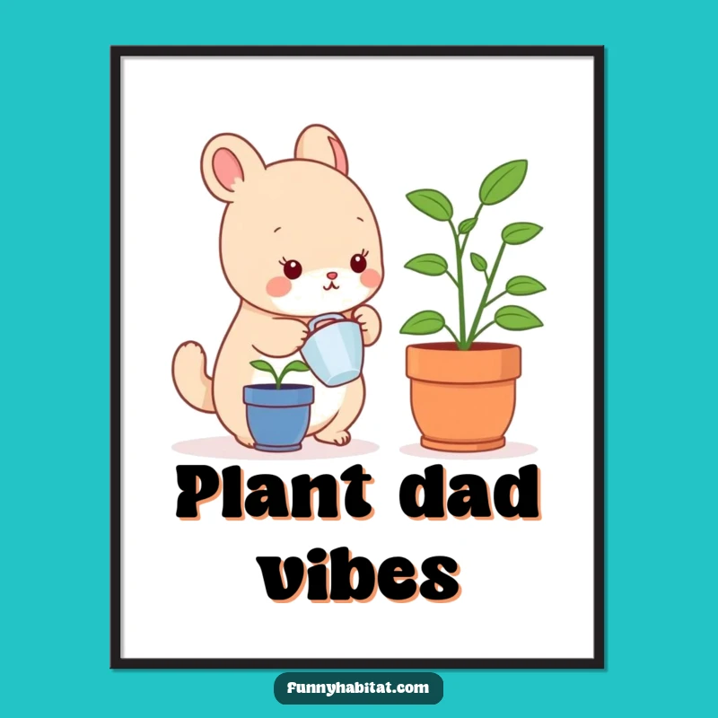 Funny Indoor Gardener Animal Poster: Charming Funny Gift Wall Art