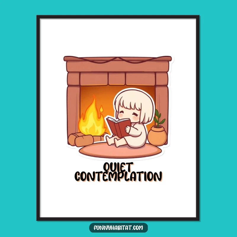 Funny Cozy Reader Poster: Decorate with Fireside Bliss and Bookish Charm!
