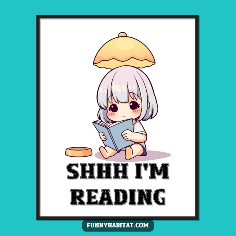 Funny Reading Scene Poster: Cozy Lamp Art - Hilarious Wall Decor for Book Lovers