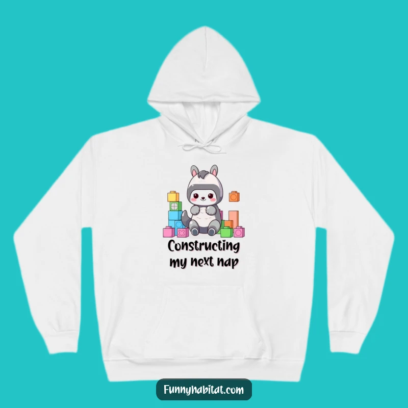 Funny Cozy Organizer Hoodie: Cute Animal with Blocks, Warm Funny Gift