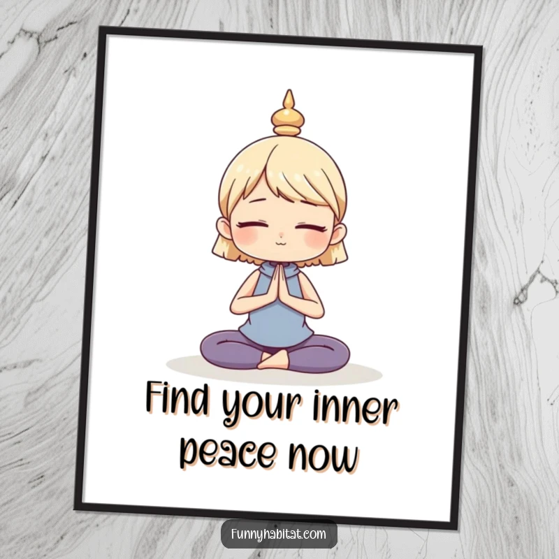 Funny Free Printable Wall Art: A character in a graceful yoga pose, exuding serenity and mindful relaxation.
