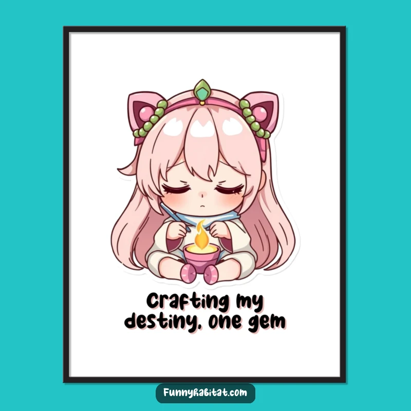 Free Printable Wall Art: Focused Jewelry Crafting Character, Funny Downloadable Art for Studios