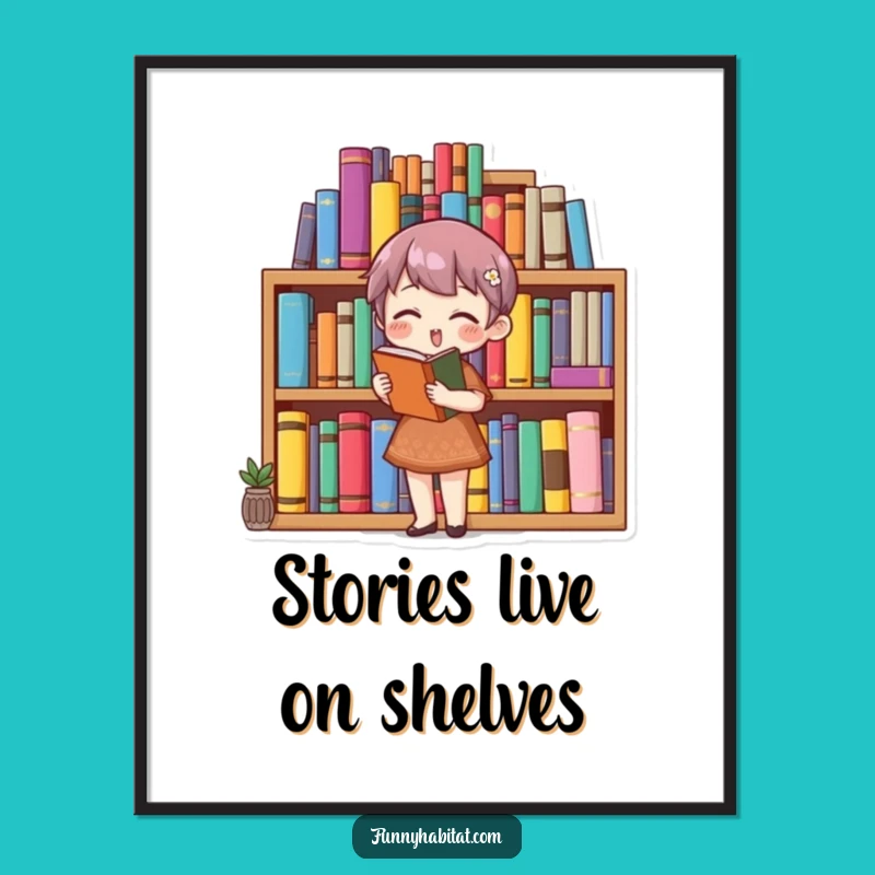 Free Printable Wall Art: Funny Bookworm Character Organizing for Cozy Home Decor