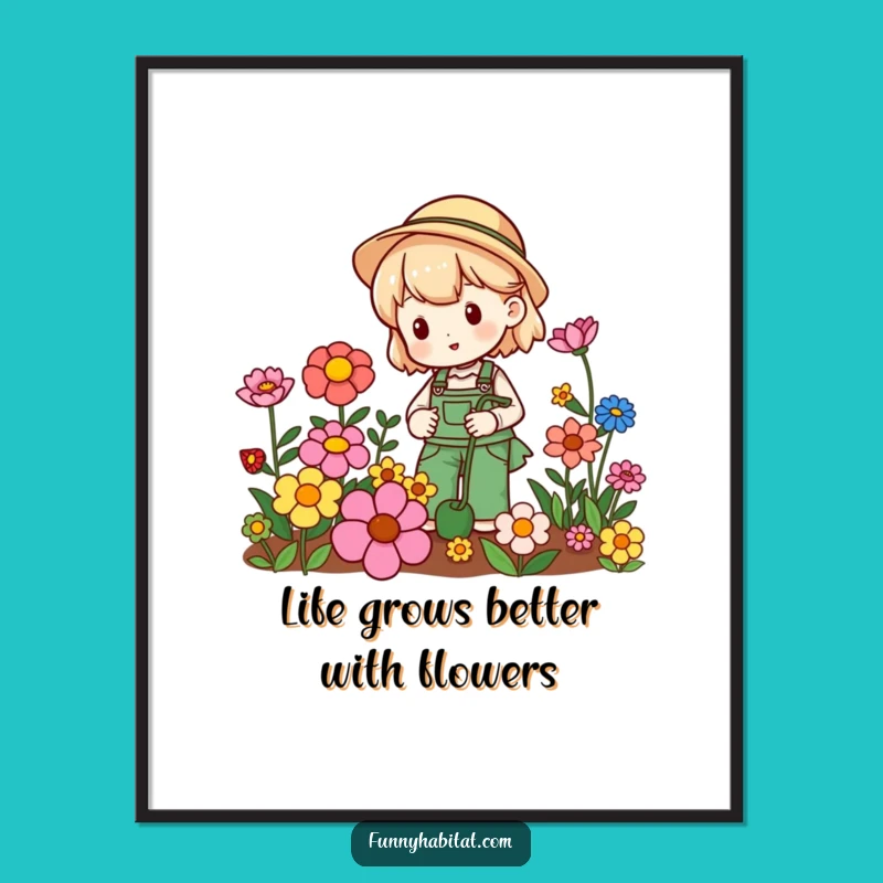 Free Printable Wall Art: Happy Gardener & Blooms - Cheerful Downloadable Flower Art