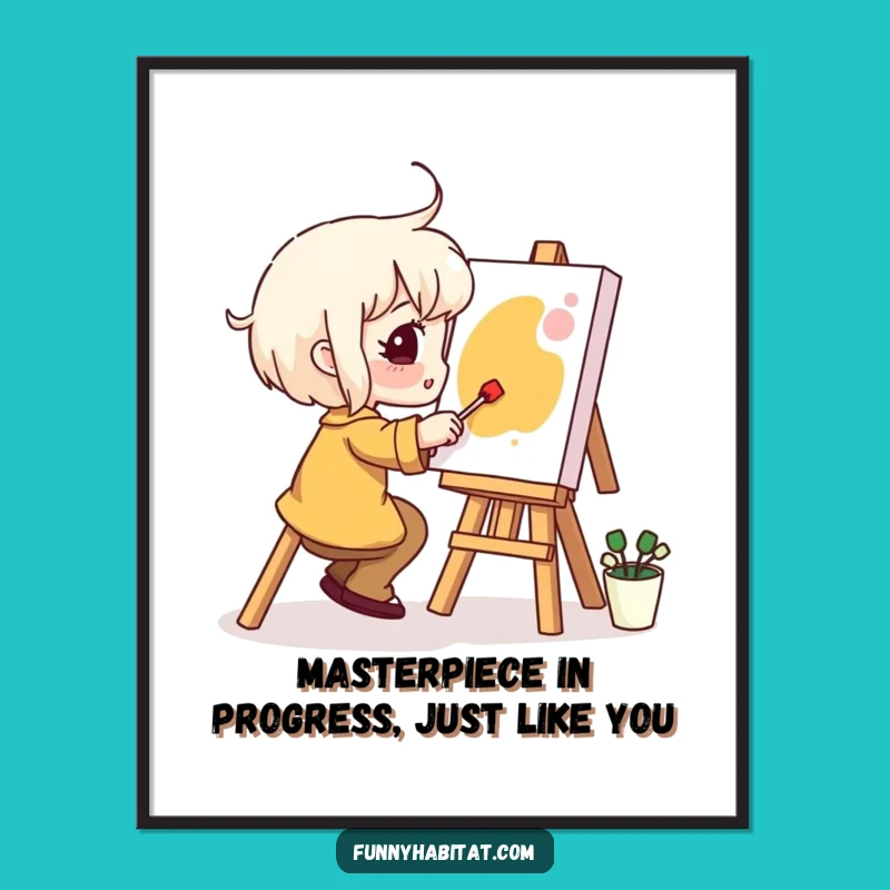 Funny Free Printable Wall Art: Artist Character - Whimsical Downloadable Home Decor