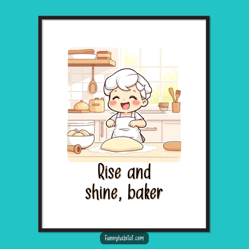 Funny Free Printable Wall Art: Baking Character, Kitchen Humor Downloadable Decor