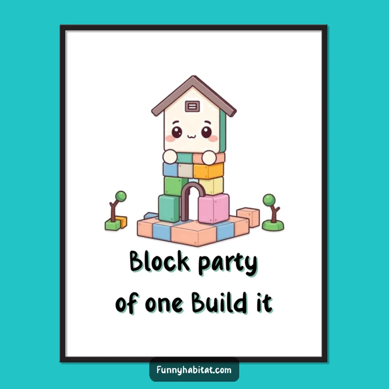 Funny Free Printable Wall Art: Block Builder Character, Downloadable Quirky Home Decor