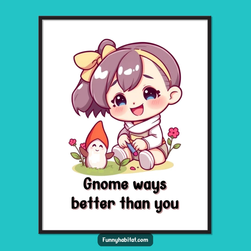 Funny Free Printable Wall Art: Garden Gnome Tender, Downloadable Whimsical Decor