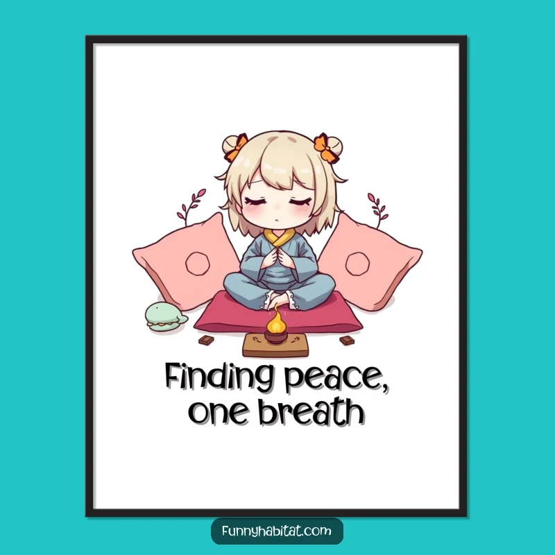 Funny Free Printable Wall Art: Meditating Character, Serene Downloadable Decor