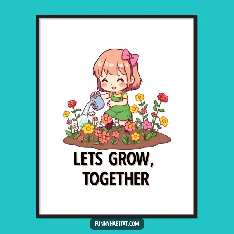 Free Printable Wall Art: Gardening Character - Blooming Flowers Downloadable Decor