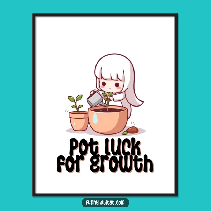 Free Printable Wall Art: Sprout Watering Scene for a Calm, Humorous Home Downloadable