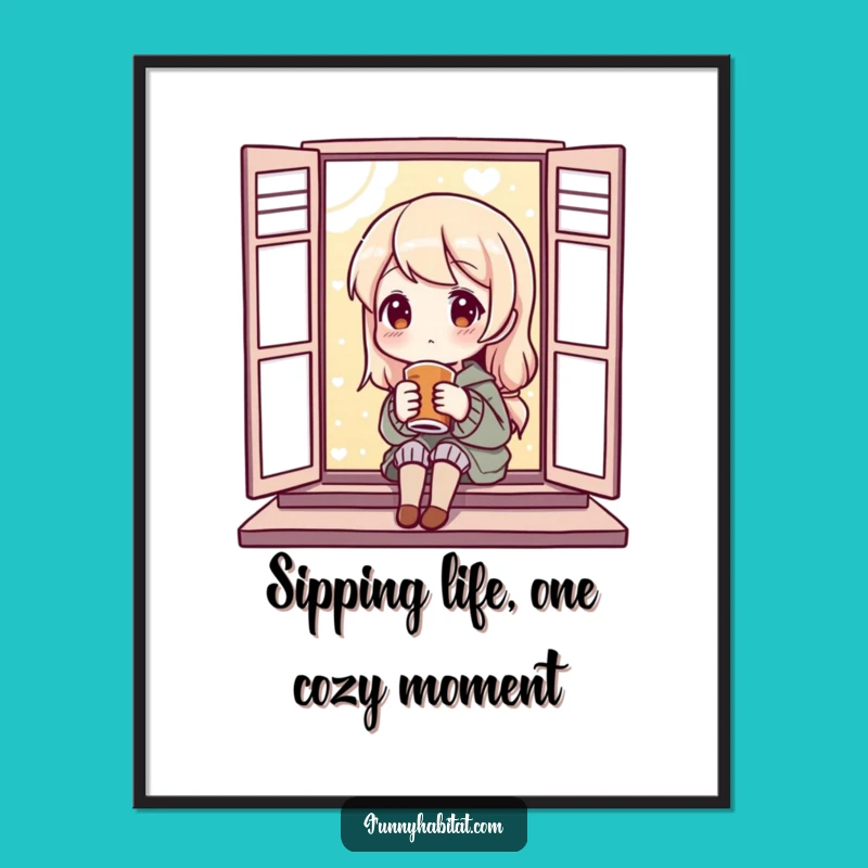 Free Printable Wall Art: Cozy Window Scene, Funny Downloadable Art for Relaxing Spaces