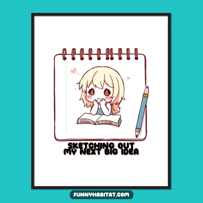 Free Printable Wall Art: Thoughtful Sketching Character, Funny Downloadable Art for Studios