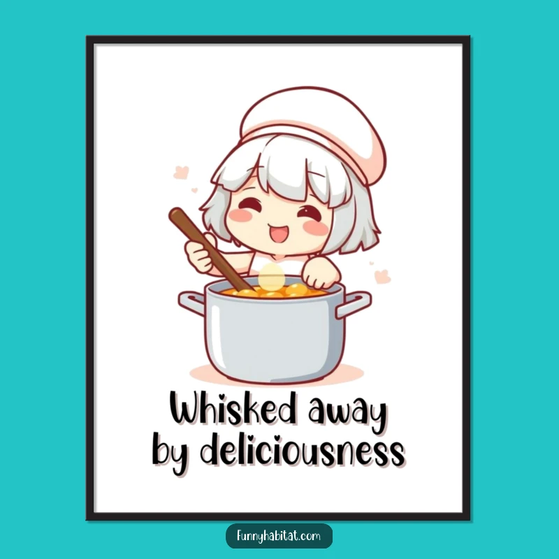 Free Printable Wall Art: Happy Chef Cooking, Funny Downloadable Art for Food Lovers