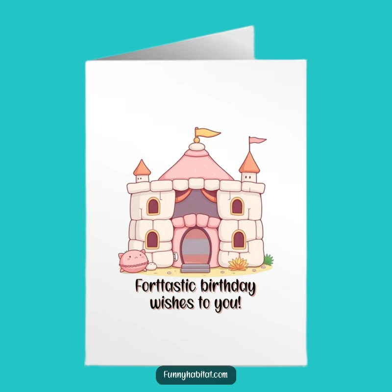 Free Printable Birthday Card: Cozy Fort Builder Funny Downloadable Gift for Nostalgic Fun
