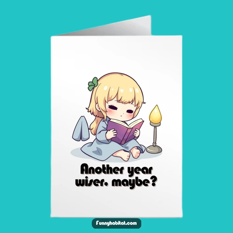 Free Printable Birthday Card: Cute Bookworm Character, Funny Downloadable Gift For Readers