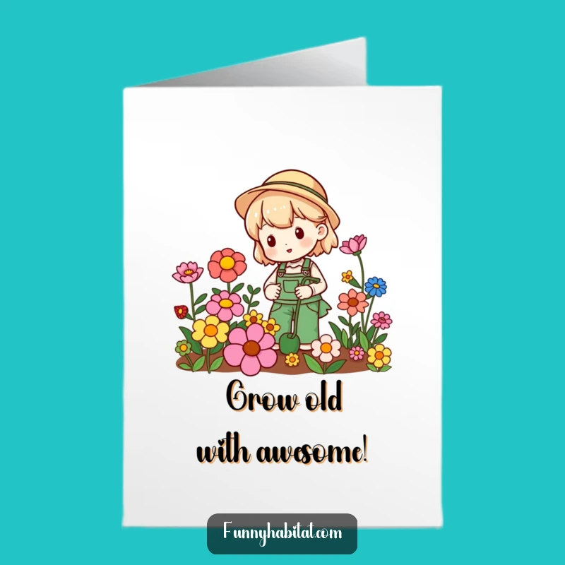 Free Printable Birthday Card: Happy Gardener Blooms - Cheerful Flower Downloadable Gift