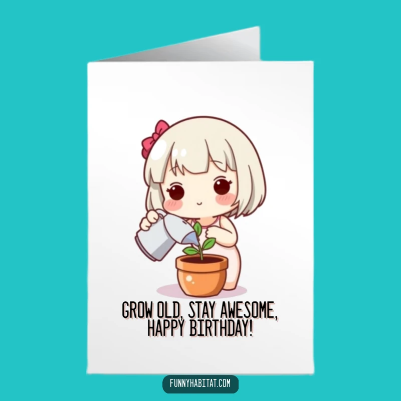 Free Printable Birthday Card: Happy Gardener Character - Funny Downloadable Gift