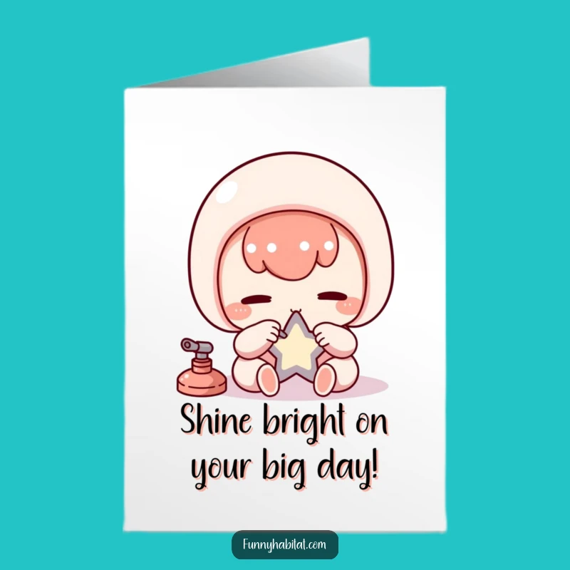 Free Printable Birthday Card: Shiny Star Kawaii, Funny Downloadable Gift for Stars