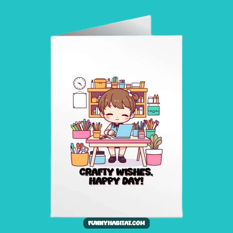Free Printable Funny Birthday Card: Organized Crafty Character, Hilarious DIY Downloadable Gift