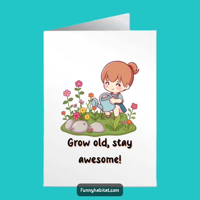 Free Printable Garden Birthday Card: Whimsical Gardener, Grow Your Fun, Downloadable Gift