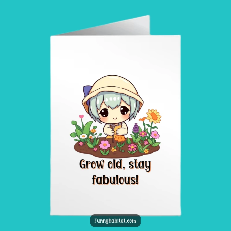 Free Printable Birthday Card: Gardening Character, Funny Downloadable Gift For Plant Lovers