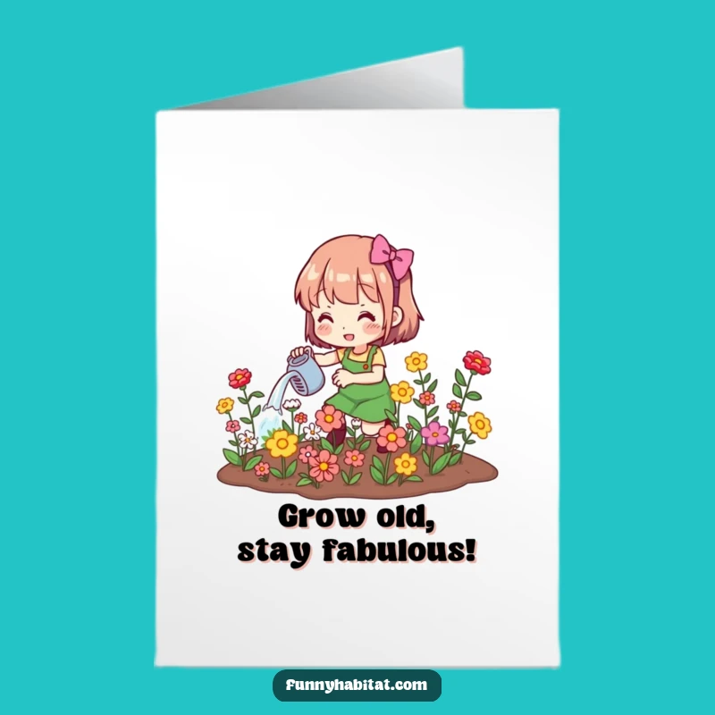 Free Printable Birthday Card: Gardening Character - Blooming & Funny Downloadable Gift