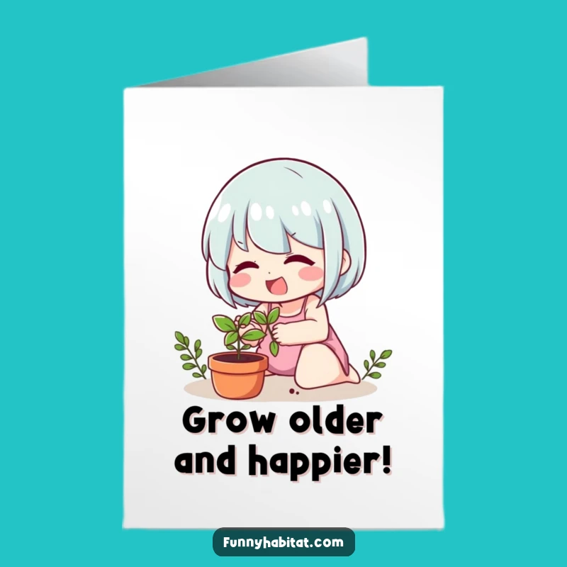 Free Printable Birthday Card: Cheerful Gardener Wishes You a Blooming Birthday