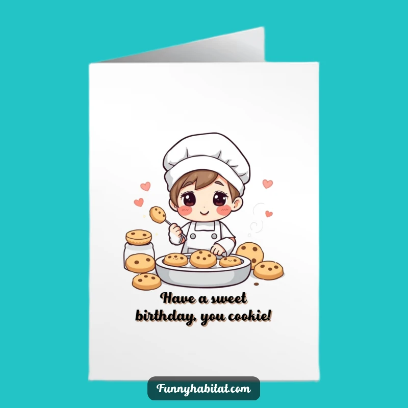 Sweet Birthday Free Printable Card: Cheerful Baker Character Downloadable Gift