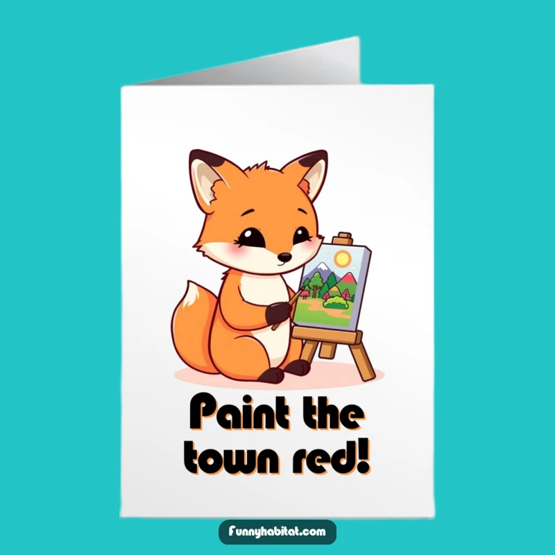 Free Printable Birthday Card: Artistic Fox Painting, Unique Downloadable Gift
