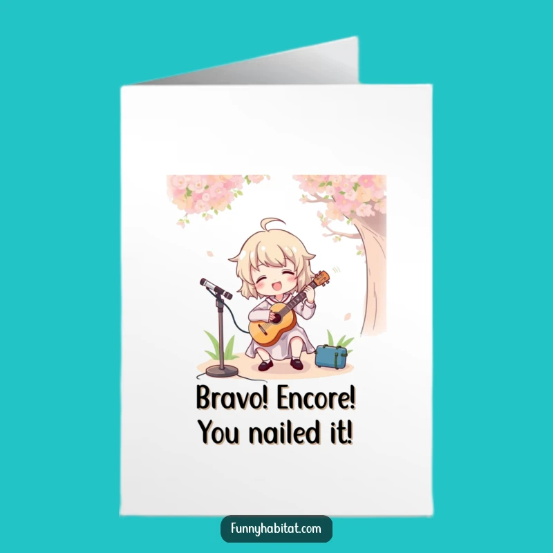 Free Printable Congratulations Card: Joyful Musician Character - Fun Downloadable Celebration!