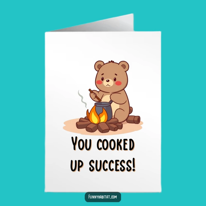 Free Printable Congrats Card: Bear's Campfire Success, Perfect Downloadable Gift