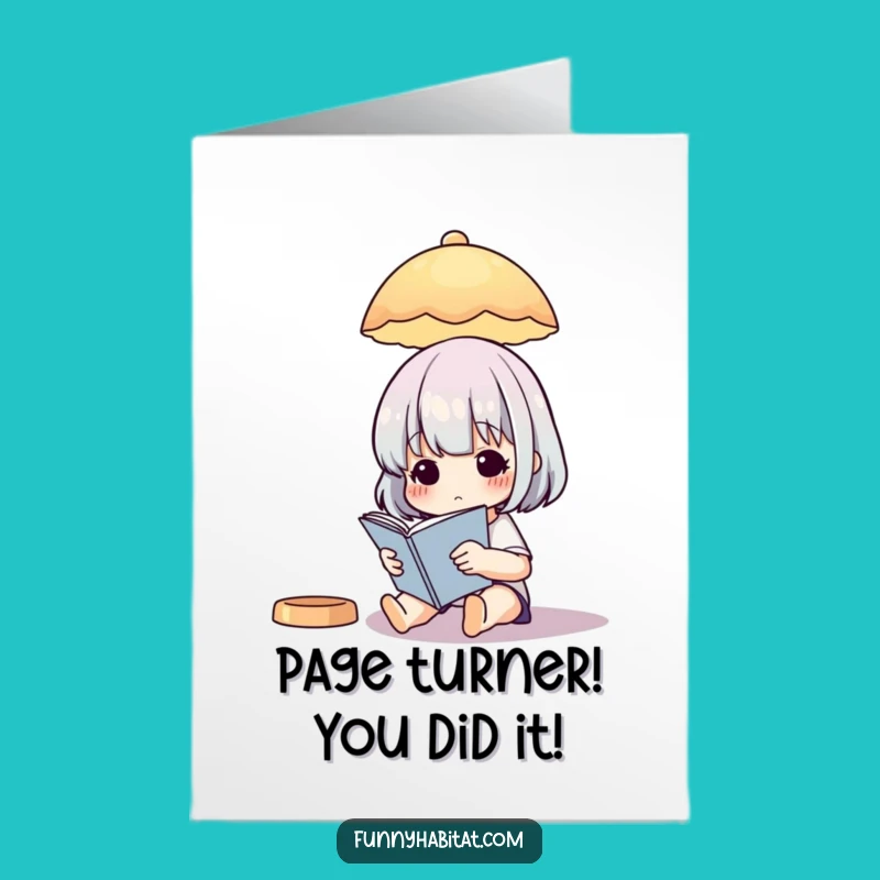 Free Printable Congrats Card: Bookish Character Reading Lamp Gift for Achievers