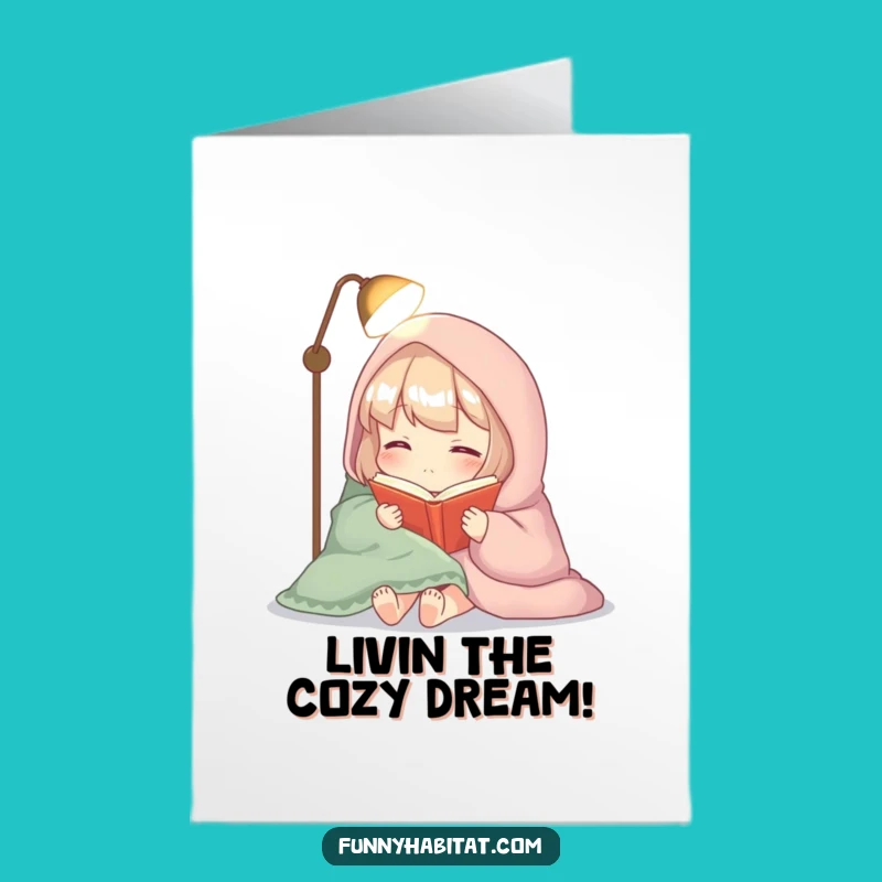 Free Printable Congrats Card: Cozy Bookworm, Peaceful Moment Downloadable