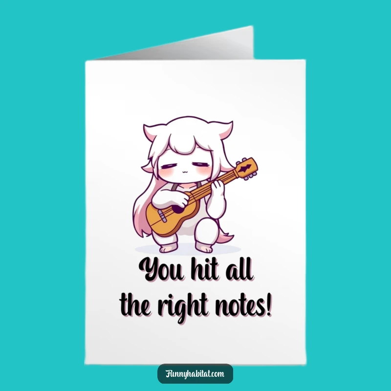 Free Printable Congrats Card: Funny Musician Celebrating Success with Melodious Concentration