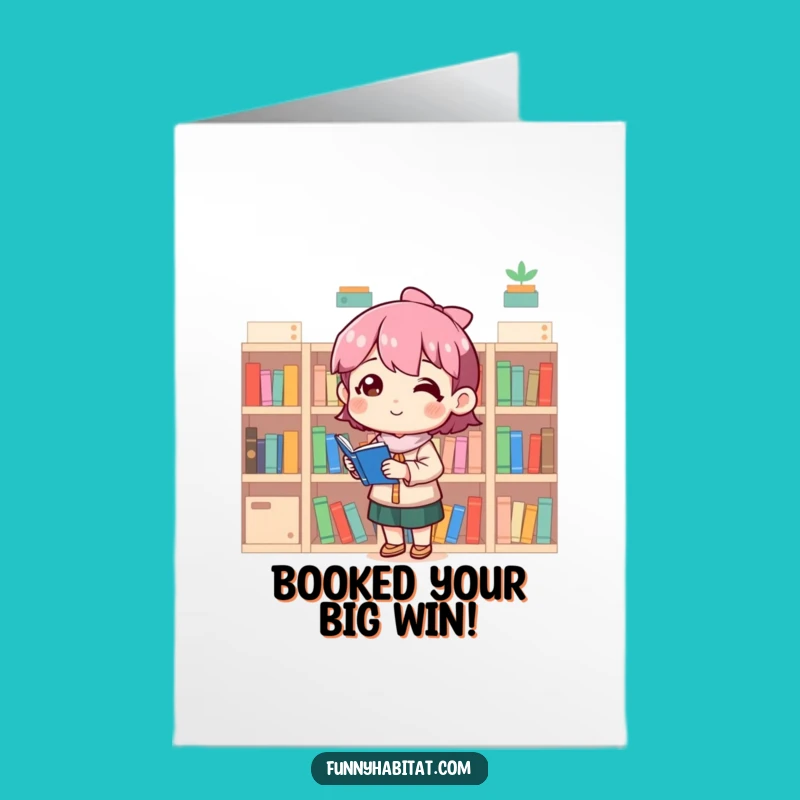 Free Printable Congrats Card: Satisfied Bookworm Character, Hilarious Organizing Achievement, Downloadable Gift
