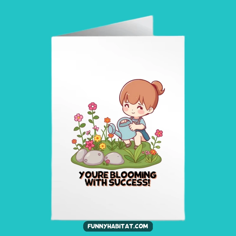 Free Printable Garden Congrats Card: Thriving Character, Celebrate Success, Downloadable