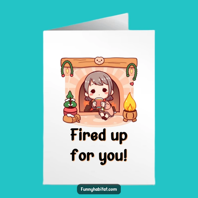 Relaxed Free Printable Congrats Card: Fireplace Drink Gift for Achievements