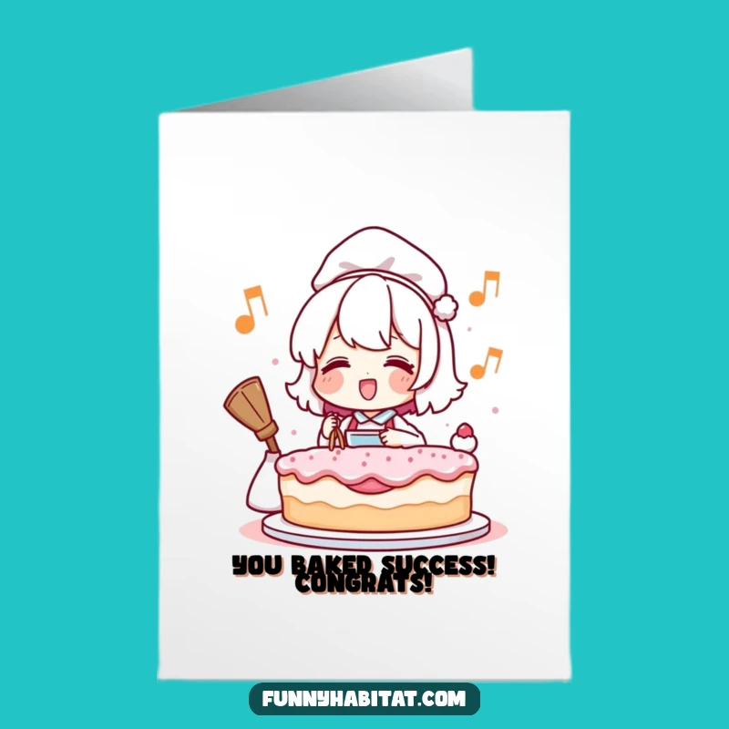 Free Printable Congrats Card: Humorous Baking Character Downloadable Greeting