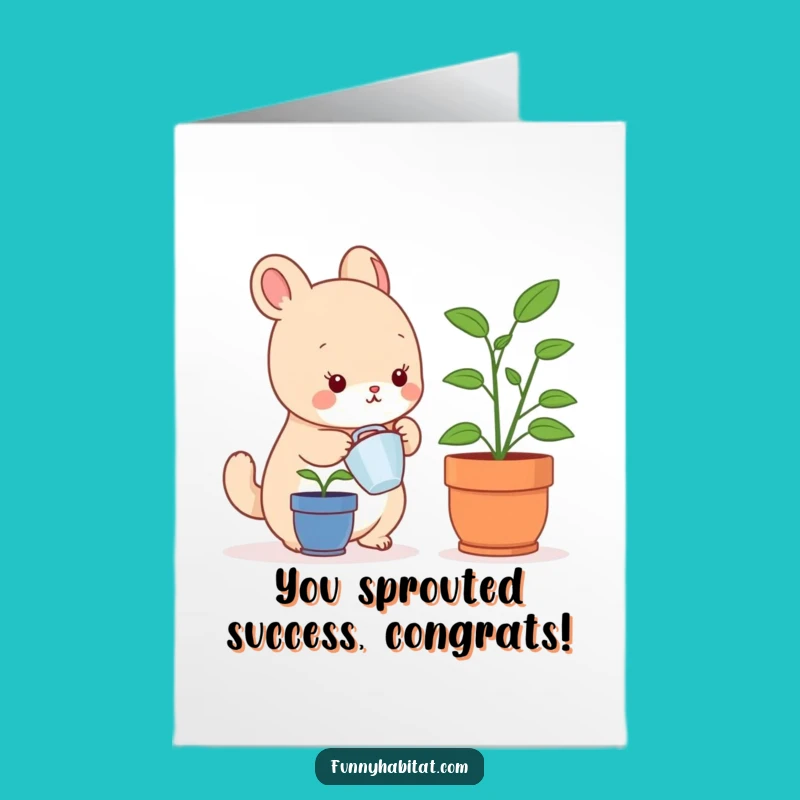 Congrats Free Printable Card: Cheerful Animal Gardener, Downloadable DIY Gift