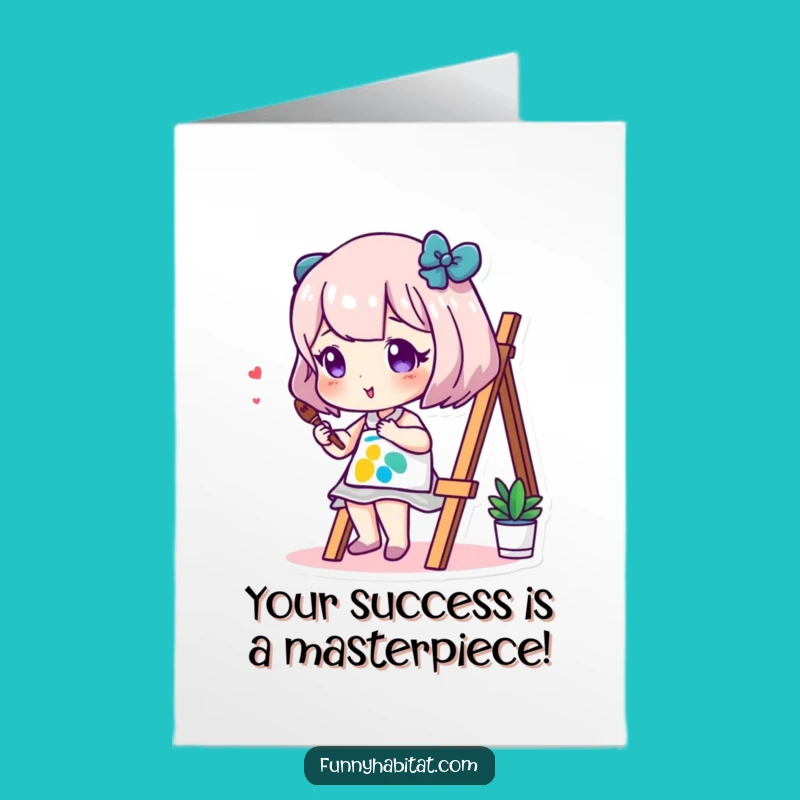 Congrats Free Printable Card: Artistic Character Cheers Downloadable Gift for Any Occasion