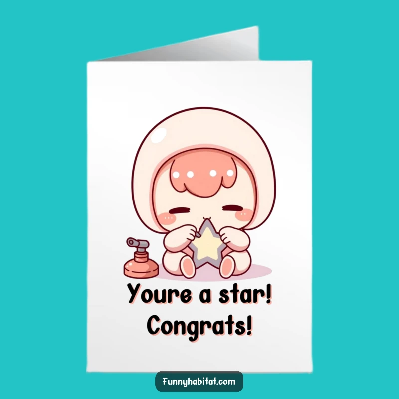 Free Printable Congrats Card: Kawaii Shines Bright, Funny Downloadable Achievement Gift