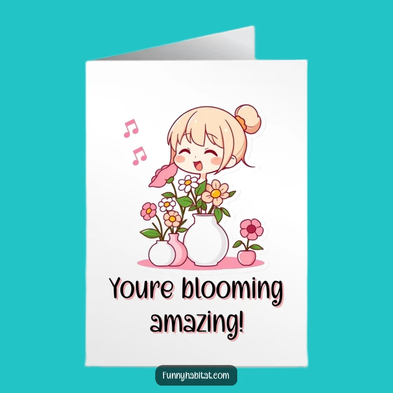 Floral Tune Congrats Card: Free Printable Humorous Arrangement Success Gift