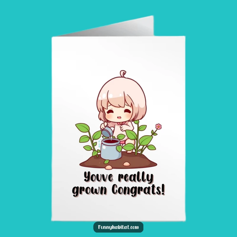 Free Printable Congrats Card: Thriving Plant Watering, Downloadable Success Gift